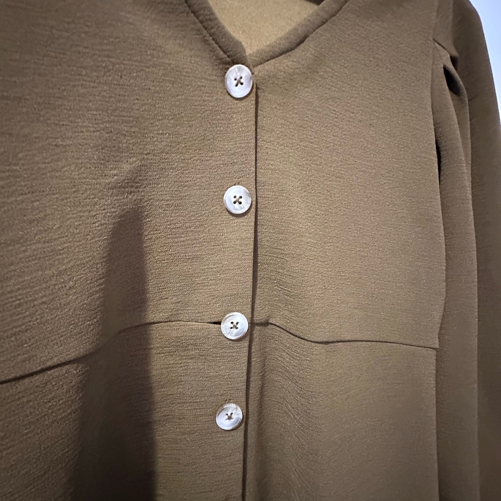 Thread & Texture/Madewell Olive Green Button-Down Dress - Picture 3 of 5
